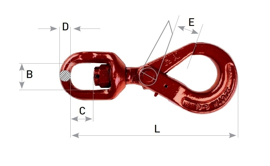 Wirbelhaken für Rundstahlkette 16 mm Güteklasse 8 / G80