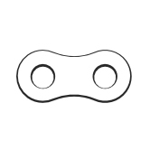 Verschlußglied/Connecting link p=45 Buchsenkette/bush chain DIN 8164 mit Splint einseitig