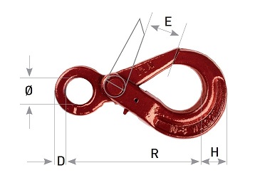 Sicherheitshaken mit ÖSE für Rundstahlkette 16 mm  Güteklasse 8 / G80