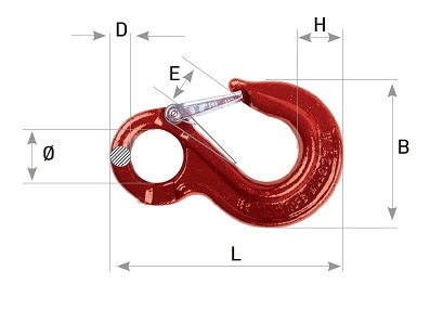 Ösenhaken für Rundstahlkette 10mm  Güteklasse 8 / G80