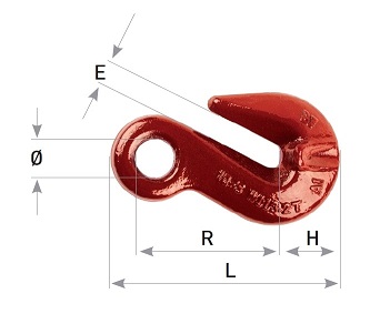 Verkürzungshaken mit ÖSE für Rundstahlkette 13mm eye grab shortening hook 13 Güteklasse 8 / G80