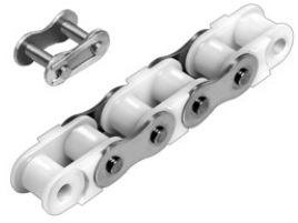 Rollenkette 16B-1 mit Innengliedern aus Kunststoff und Aussengliedern aus rostfreiem Material