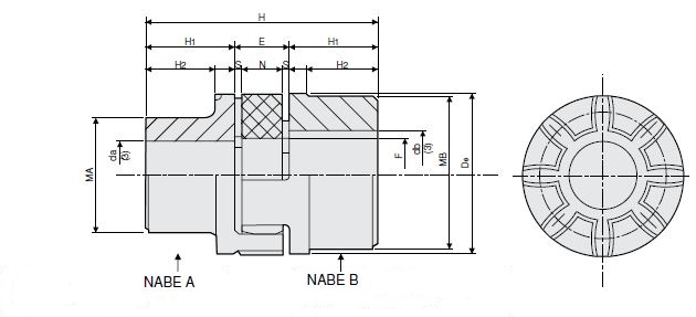 Halbkupplung 48 A Nabe Typ A Material GG25