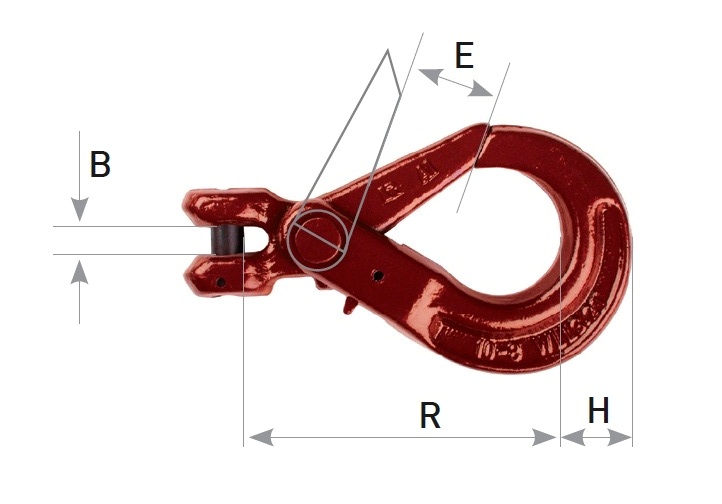 Sicherheitshaken mit Gabelkopf für Rundstahlkette 6 mm  Güteklasse 8 / G80