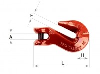 Verkürzungshaken mit Gabel für Rundstahlkette 16mm clevis grab shortening hook 16 Güteklasse 8 / G80