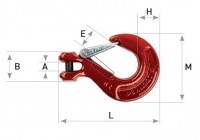 Gabelkopfhaken für Rundstahlkette 10mm clevis sling hook with latch Güteklasse 8 / G80